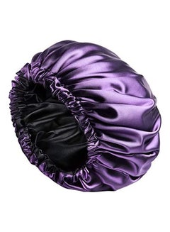 Buy Satin Bonnet Sleep Cap Extra Large Double Layer Reversible Adjustable purple 12.2inch in UAE