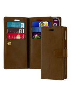 Buy iPhone 12 Mini Leather Protection Flip Cover Wallet Case Brown in Saudi Arabia