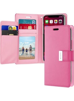 Buy iPhone 12 Mini  Leather Protection Flip Cover Wallet Case Fuchsia in Saudi Arabia