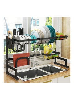 Buy Drainer Shelf For Kitchen Supplies Storage Counter Organizer Utensils Holder Rack Over Sink Black 65cm in Saudi Arabia