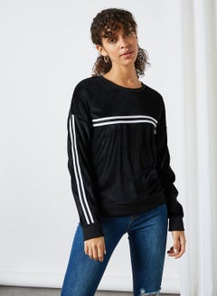 Buy Velour Sweatshirt Black/Black/White in Saudi Arabia