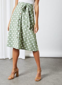 Buy Polka Dot Skirt Green Polka Dot in Saudi Arabia