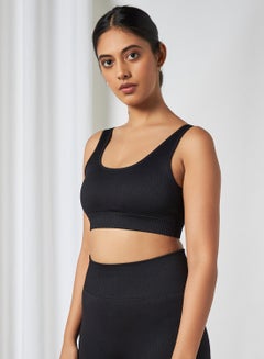 Buy Solid Seamless Bra Black in Saudi Arabia