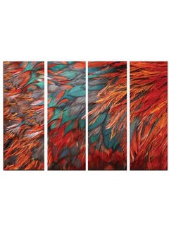 Buy 4-Piece Abstract Design Framed Vinyl Tableau Multicolor 150x80cm in Egypt