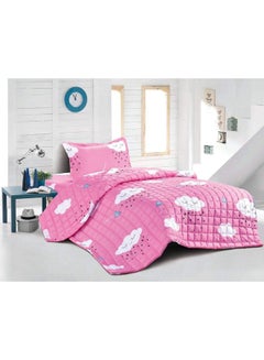 Buy 3-Piece Kids Comforter Set Polyester Pink/White 160x210cm in Saudi Arabia