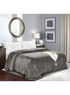 Buy Soft Blanket Polyester Grey/White 200x220cm in Saudi Arabia