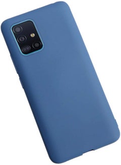 Buy Microfiber Lining Soft Liquid Silicone Case Mobile Cover For Samsung Galaxy A71 Blue in Saudi Arabia