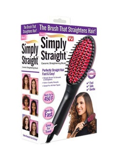 Buy Ceramic Straightening Brush Black/Pink in UAE