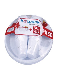 Buy 25-Piece Disposable Plate And 50Cup Free Set Combo Pack White in UAE