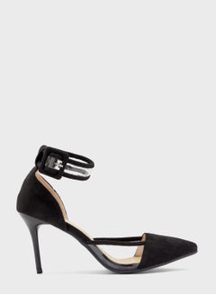 Buy Pointed Slingback Stiletto Heel Sandals Black in UAE