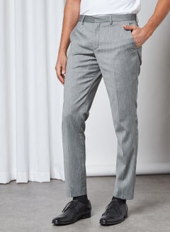 Buy Slim Fit Trousers Light Grey in Saudi Arabia
