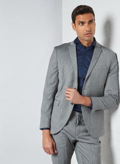 Buy Slim Fit Blazer Light Grey in Saudi Arabia