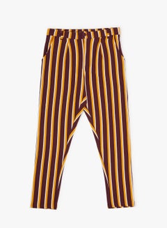 Buy Striped French Terry Trousers Wine in Saudi Arabia