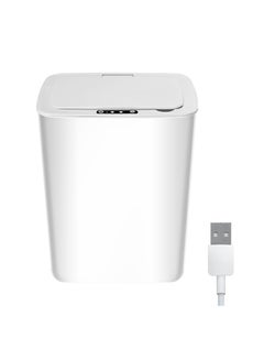 Buy 14L Touch Free Trash Can With Lid White in UAE