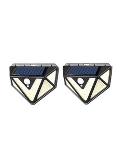 Buy 2Pc Pack 166 SMD Solar Body Sensor Lamp Outdoor Wall Light Black 109X170mm in UAE