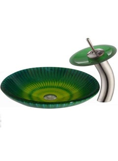 Buy Decorative Glass Wash Basin With A Pop up and Drain Green in Egypt