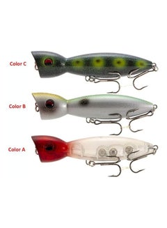 Buy 3-Piece Plastic Big Popper Lure With Treble Hooks 14cm in Saudi Arabia