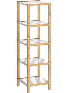 Buy 5-Tier Corner Shelf White/Beige 37x37x140cm in Saudi Arabia