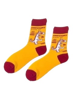 Buy Pair Of  Cotton Socks Yellow/Red/White in Saudi Arabia