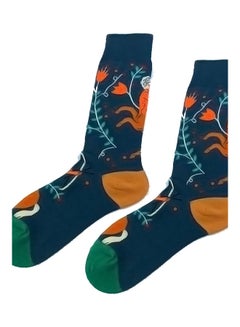 Buy Pair Of  Cotton Socks Blue/Orange/Green in Saudi Arabia