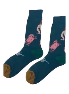 Buy Pair Of  Cotton Socks Blue/Green/Brown in Saudi Arabia