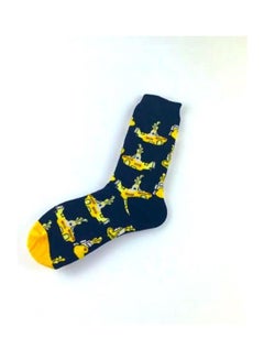 Buy Pair Of  Cotton Socks Blue/Yellow in Saudi Arabia