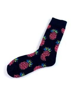 Buy Pair Of  Cotton Socks Black/Pink in Saudi Arabia