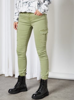 Buy Cropped Skinny Cargo Pants Oil Green in UAE