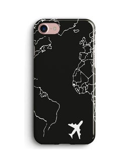 Buy Black Map Silicone Printed Case For iPhone  8 Black/White in Egypt
