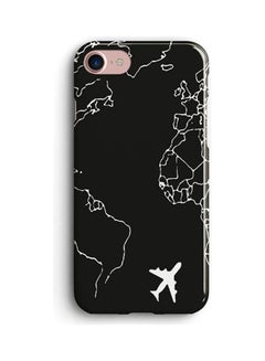 اشتري Black Map Silicone Printed Case For iPhone  8 Black/White في مصر