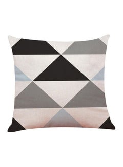 Buy Geometric Patterned Throw Pillow Case Linen Black/Grey/Blue 45x45cm in Saudi Arabia