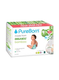 Buy Organic Bamboo Baby Diapers, Size 4, 7 - 12 Kg, 96 Count - Mega Saver Pack, Tropic in UAE