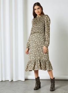 Buy Printed Midi Dress Beech(19-0618 in UAE