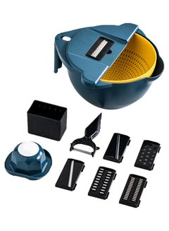 Buy 12-Piece Multifunctional Vegetable Slicer Kit Blue/Black/Yellow in Saudi Arabia