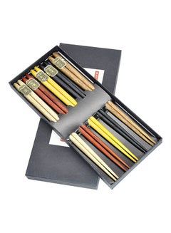 Buy Natural Wooden Chopsticks 5 Pairs Gift Set Multicolour 0.16kg in Saudi Arabia