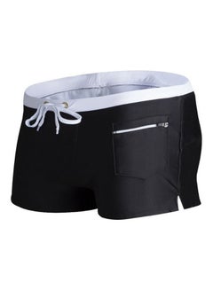 Buy Zip Pocket Detail Swimwear Shorts Black/White in UAE