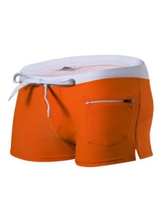 Buy Zip Pocket Detail Swimwear Shorts Orange/White in Saudi Arabia