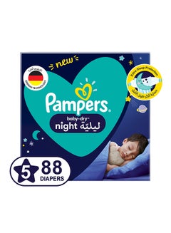 Buy Baby Dry Night Diapers, Size 5, 12 - 17 Kg, 88 Count - Extra Sleep Protection in Saudi Arabia