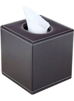 Buy PU Leather Car Tissue Box Black 13 x 13cm in Saudi Arabia