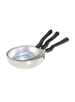 Buy 3-Pieces Aluminium Light Weight Flat Bottom Fry Pan Set silver 22.5cm in UAE