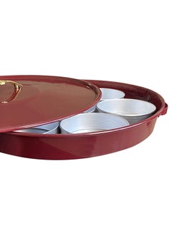 Buy Serving Tray With 7 Serving Plates silver 17inch in UAE