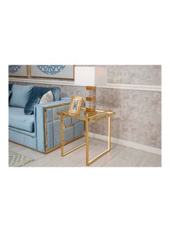 Buy Goltara End Table Brown/Clear 61x61x17cm in UAE