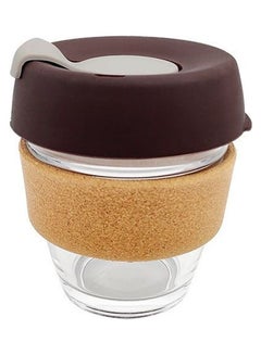 Buy Coffee Cup With Lid Brown/Gold/Clear 10 x 7cm in UAE