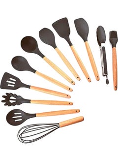 Buy 11-Piece Kitchen Utensil Set Brown 1.1kg in UAE