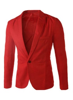 Buy Solid Casual Blazer Red in Saudi Arabia