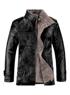 Buy Long Sleeves Pocket Detail Jacket Black/Brown in Saudi Arabia