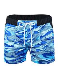 Buy Camouflage Drawstring Details Swim Shorts Blue/Black in Saudi Arabia
