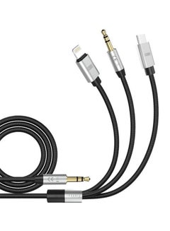Buy 3 In 1 AUX Cable Type C BLACK/SILVER in Saudi Arabia