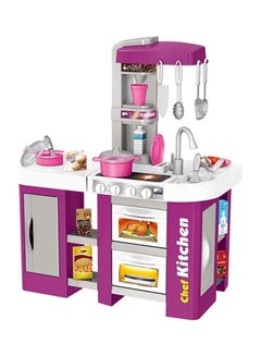 اشتري Indoor Kids Educational Plastic Modular Kitchen Set - Purple/White 61X33X72.5سم في السعودية