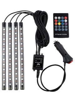 اشتري طقم شريط إضاءة LED للسيارة مع وظيفة تشغيل الصوت وجهاز تحكم عن بعد لاسلكي مكون من 4 قطع في الامارات